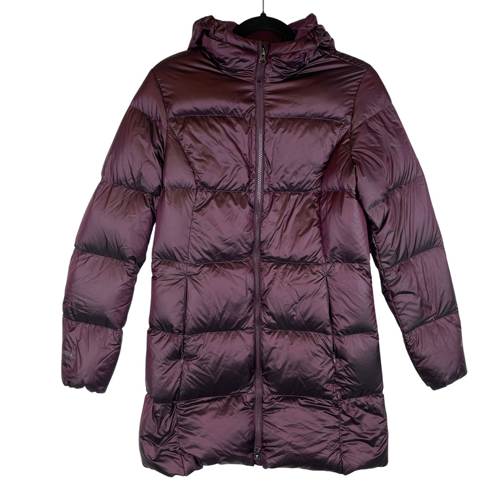 Eddie Bauer Luna Peak Down Parka Womens Small Plum Purple Puffer Jacket 550 Fill - Picture 1 of 7